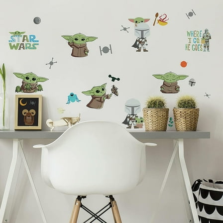 Roommates Mandalorian The Child Illustrated Peel And Stick Wall Decals Star Wars BABY YODA Stickers RMK4805SCS
