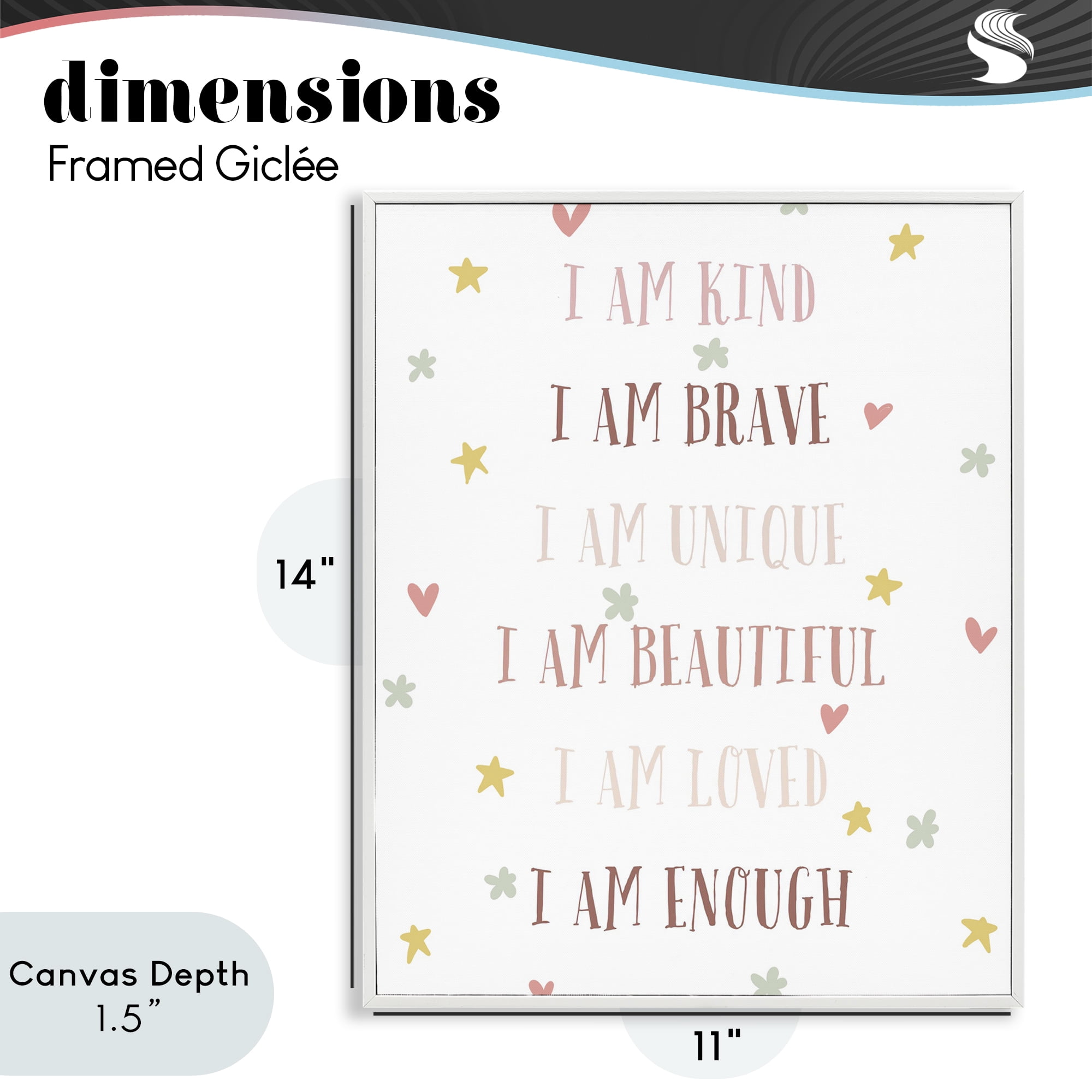 Stupell Industries I am Empowerment Quotes White Framed Giclee Art, design by Katie Griggs