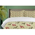 thumbnail image 4 of Ambesonne Christmas Duvet Cover Sets, Damask Snowflake Deer, 2-King, Dark Green Avocado Green, 4 of 7
