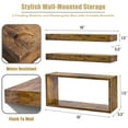 thumbnail image 2 of Sorbus Floating Shelves for Wall Set of 3 - Bathroom Shelves for Wall Storage, Over Toilet, Bedroom, Farmhouse, Wall Decor - 2 Floating Shelves with Invisible Brackets & 1 Rectangular Box, 2 of 7