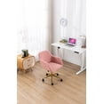 thumbnail image 3 of Modern Teddy Home Office Chair Swivel Desk Chair Adjustable Accent Armchair Upholstered Modern Desk Chair with Gold Base Ergonomic Study Seat Vanity Stools for Living Room Bedroom, Pink, 3 of 9