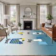 thumbnail image 2 of 5x8 Area Rugs, Blue Ombre Laundry Non-Skid Rubber Backing Large Rectangle Rugs - Living Room Bedroom Home Office, Wash Dry Fold Repeat Indoor Floor Mat Carpets Washable Rug, 2 of 9
