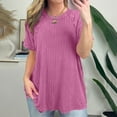 thumbnail image 2 of GigrtiJin Womens Short Sleeve Tops Casual Solid Color Round Neck T-Shirt Loose Comfy Basic Summer Blouse, 2 of 9
