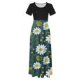 thumbnail image 4 of Puntoco Vestido De Manga Corta Con Cuello Redondo Y Falda Larga Estilo Resort Con Estampado Floral Para Mujer Negro L,Regalos Para Mujer Joven, 4 of 5