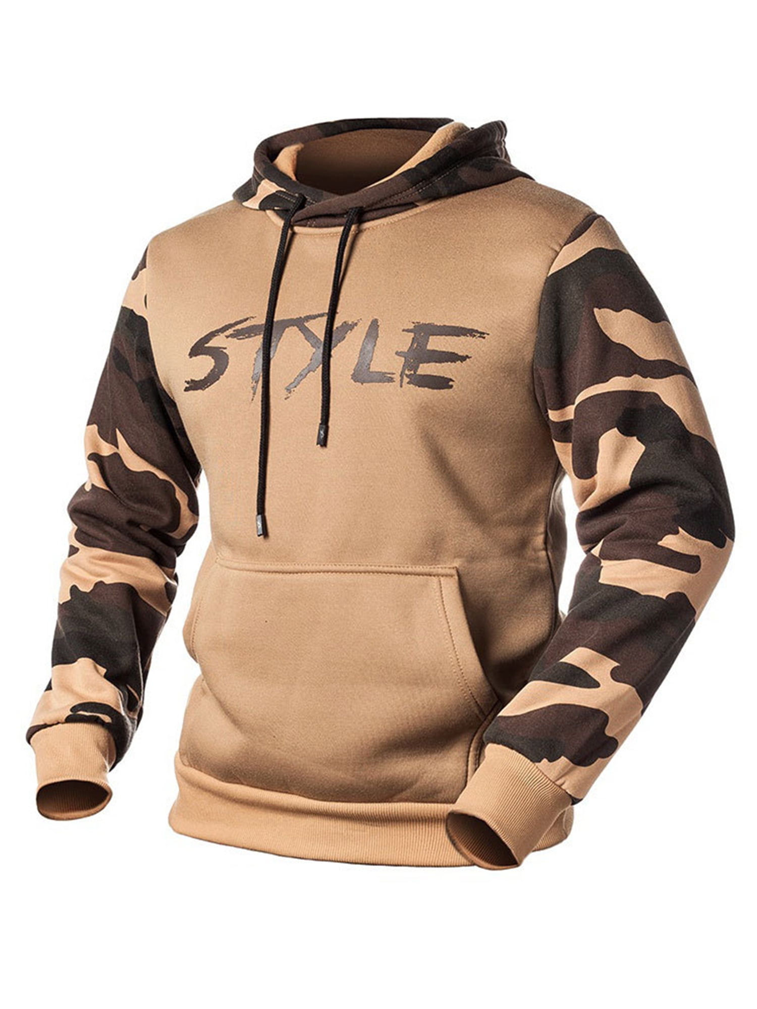 Mens Camouflage Long Sleeve Hoodies Military Zip Up Casual Hooded Sweatshirts T9 