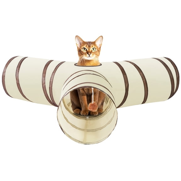 Foldable Tunnel Toy, Y-Shape Cat Play Tube for Kittens and Adult Cats, Soft Fabric Pet Tunnel with Three Entrances, Lightweight Indoor Interactive Toy
