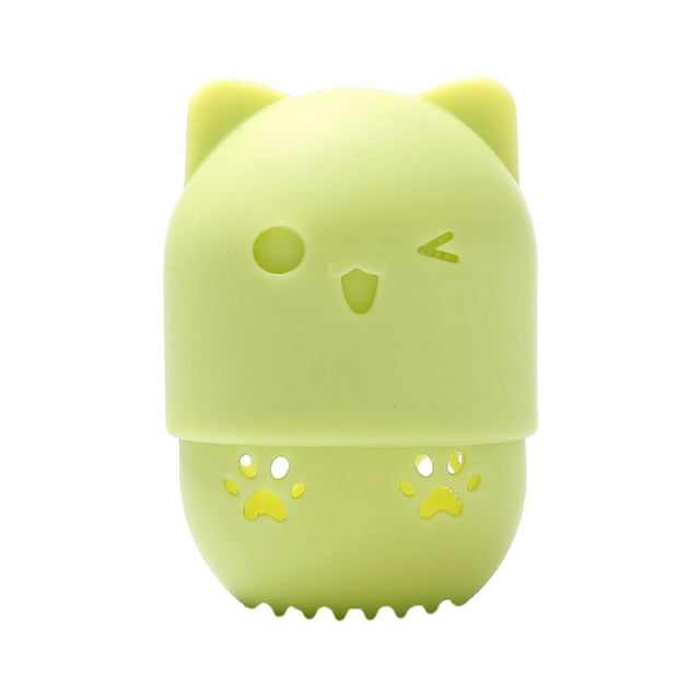 Wweixi Boîte de Rangement Hygiénique et Durable Lavable et Réutilisable pour le Maquillage des Chats Éponges Vert Pois 1Set