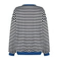 thumbnail image 3 of Women Oversized Striped Crewneck Sweatshirt Long Sleeve Color Block Pullover Tops Casual Loose Workout Shirt 01-Blue XL, 3 of 4