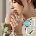 thumbnail image 4 of CILENON Turquoise Red Hetian Jade Ring S925 Silver Stylish Retro Ethnic (SL1,A), 4 of 6