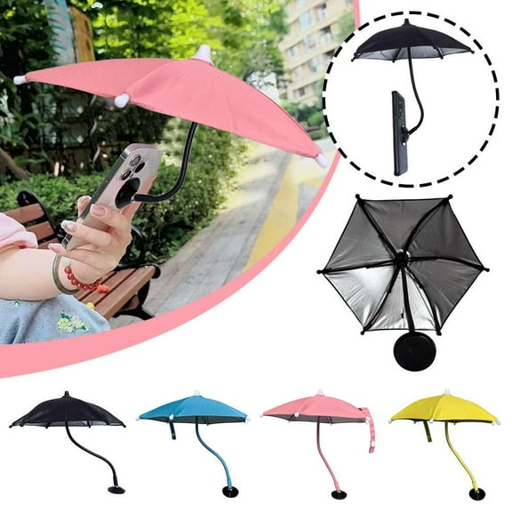 HPDL Yellow 1pc magnetic mobile phone parasol sun protection mini umbrella universal rotating metal soft handle soft rod special small umbrella 24cm