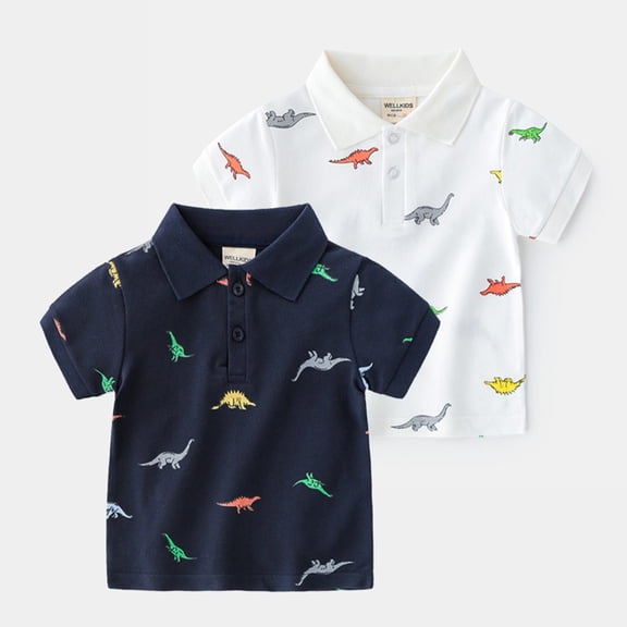 KYAIGUO Kids Baby Boys Short Sleeve T Shirt Cartoon Print Summer Shirts Cotton Fashion Casual Tees Tops for Toddler 1-6 Years