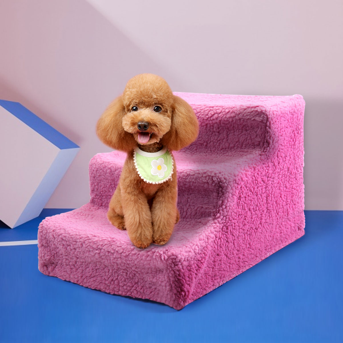 Coziwow Pet Stairs 3 Steps Indoor Dog Cat Steps Removable Washable Pets Ramp Ladder Pink - image 3 of 10