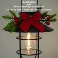 thumbnail image 5 of 2PCS Solar Holiday Lantern with Festive Decor - Black Garden Lighting, Pine Cone Berry Bow Accent, Auto On/Off, Plastic+Iron, 19.5cm/7.68 Inch Tall for Patio, 5 of 6