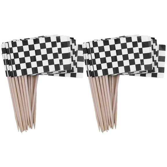 Masteelf 48Pcs Multi Colored Racing Flag Toothpicks for Party Decoration Cupcakes Cocktails Fruit Sandwiches