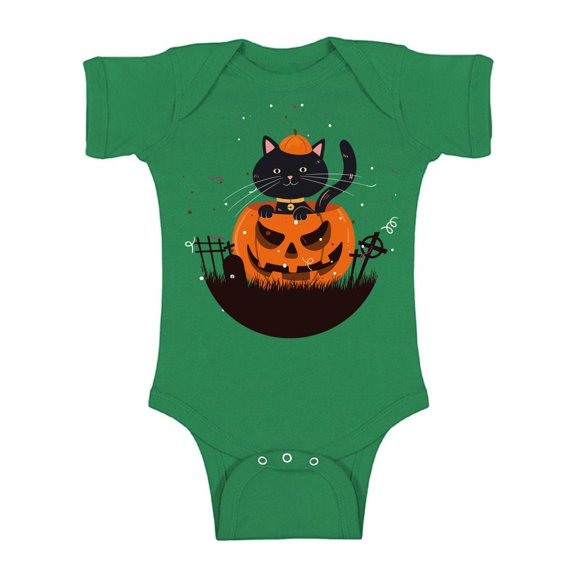 Awkward Styles Halloween Baby Bodysuit Pumpkin Cat Romper