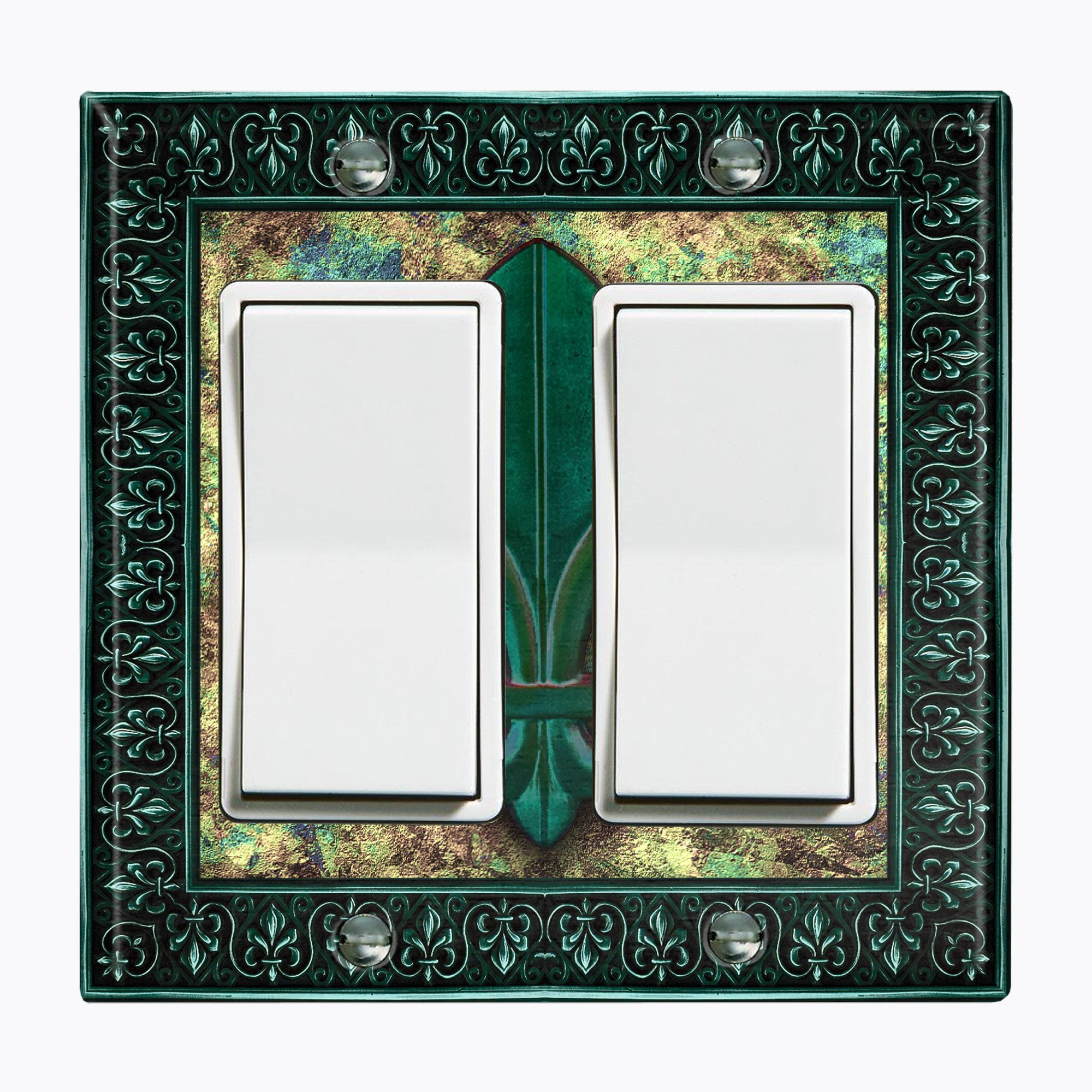 Metal Light Switch Plate Outlet Cover (Image Of Green Stone Fleur De ...