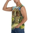 thumbnail image 3 of Lsque Cute Mushroom Town A Print Men's Cotton Blend Sleeveless Muscle Shirts (S-3XL)- Moisture Wicking, Odor Protection, UPF 30+,XX-Large, 3 of 8