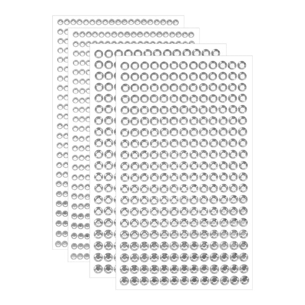 1394Pcs 4mm/6mm Rhinestone Stickers for Crafts, 4 Sheet Round Rhinestone Sticker for Scrapbooking, White Silver
