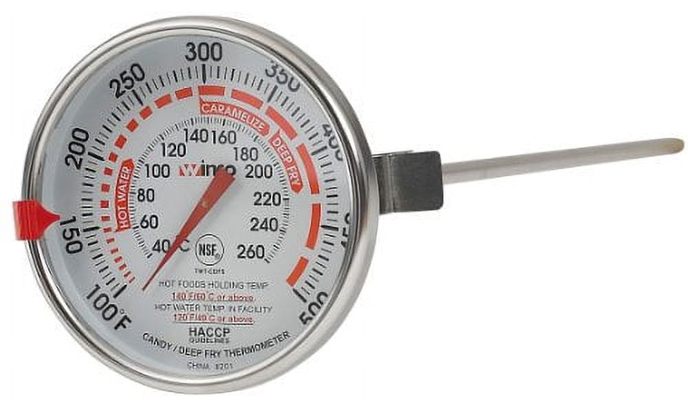 Winco 2-Inch Dial Deep Fry/Candy Thermometer with 5-Inch Probe