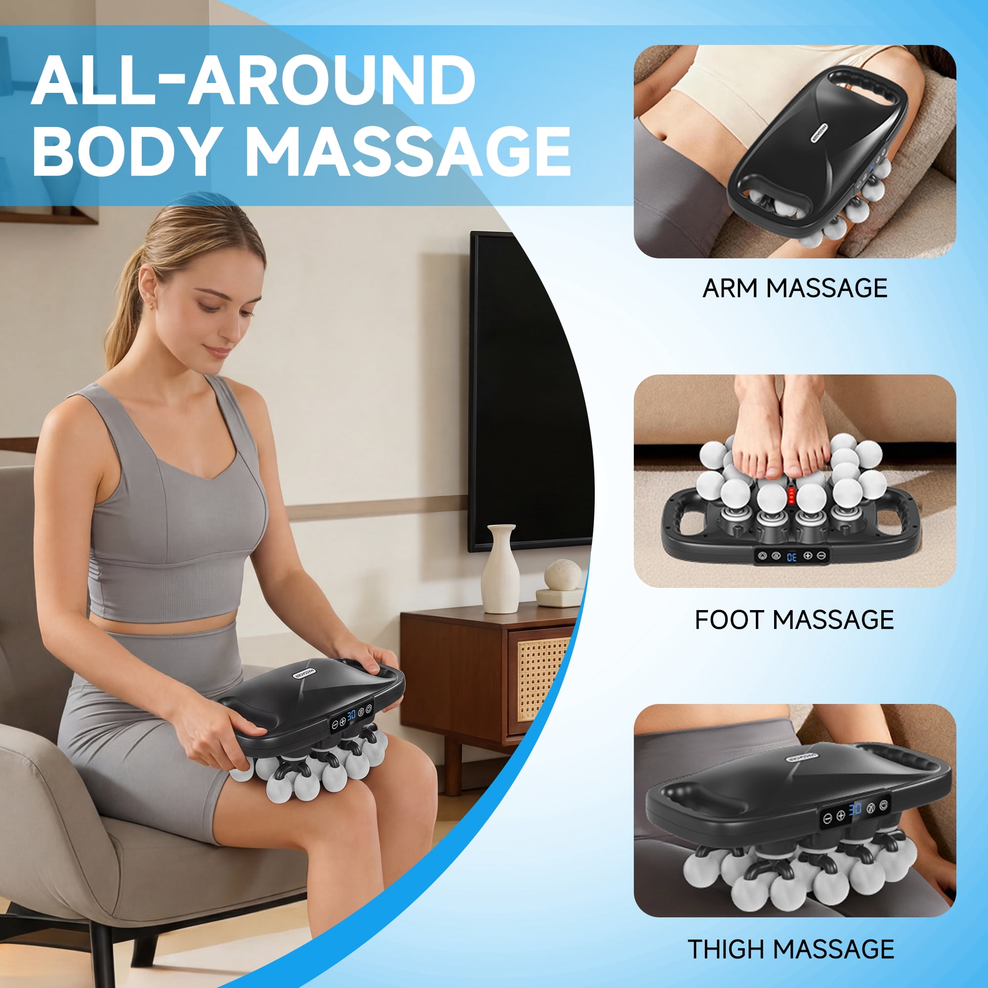 20-Head Deep Tissue Fascia Gun Muscle Massager for Full Body Relief