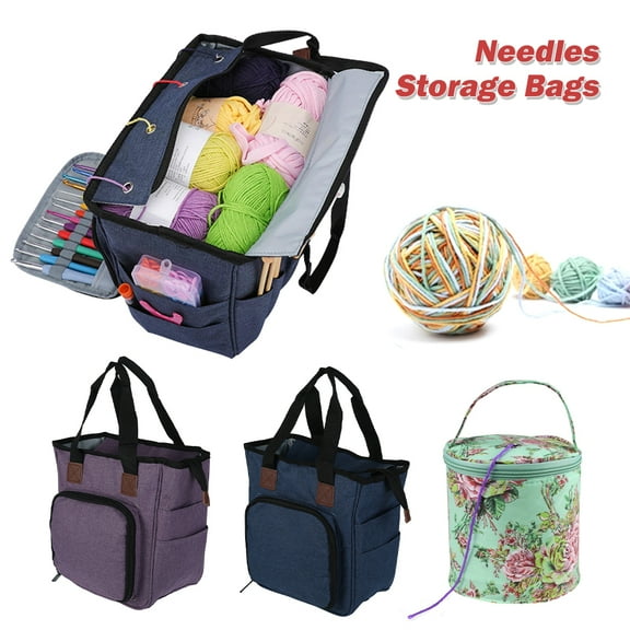 Protoiya Knitting Storage Bag Case Wool Crochet Hooks Thread Sewing Kits Organizer Bag