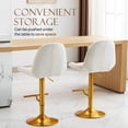 thumbnail image 6 of Kselythan Velvet Swivel Bar Stools Set Of 2, Adjustable Counter Height Bar Chairs With Back Gold Base,Modern Kitchen Island Stools For Home Bar/Dining Room White, 6 of 8