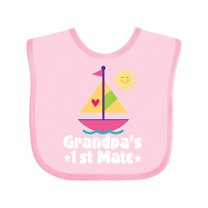 Inktastic Grandpas First Mate Girls Pink Sailboat Girls Baby Bib