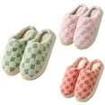 thumbnail image 3 of Xfvqtps Women Fuzzy Slippers Checkered Slipper Fluffy Furry Fleece Lining Soft Thick Sole Memory Foam Slip on Non-Slip Comfortable Cozy Indoor Warm Winter EVA House Slippers, 3 of 3