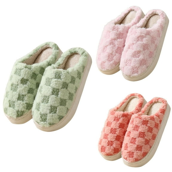 Bmawag Indoor Slippers for Women Winter Cotton Plush Warm Home Furnishing Round Toe Flat Heels Slippers Women's Casual Leisure Indoor House Slippers Pink 40