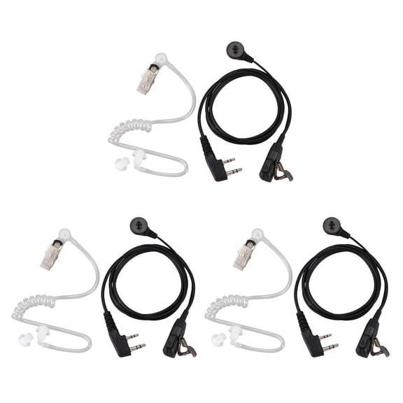 3X 2 Pin PTT MIC Headset Covert Acoustic Tube In-ear Earpiece For UV-5R -888S CB Radio Accessories,3 X 2 Pin PTT MIC Earpiece Headset,Black