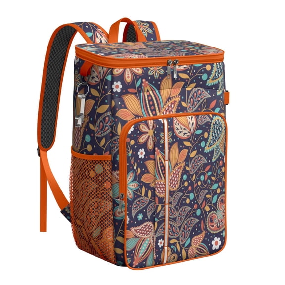 Aesthetic Tribal Design Insulated Cooler Backpack - 20L Leakproof Lunch Bag, Long-Lasting Insulation for Camping & Beach