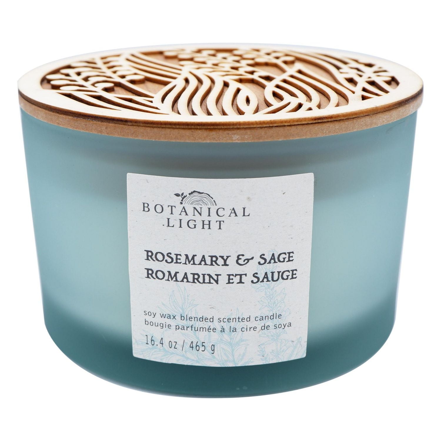 465g Romarin et sauge BOUGIE PARFUMÉE À LA CIRE DE SOYA