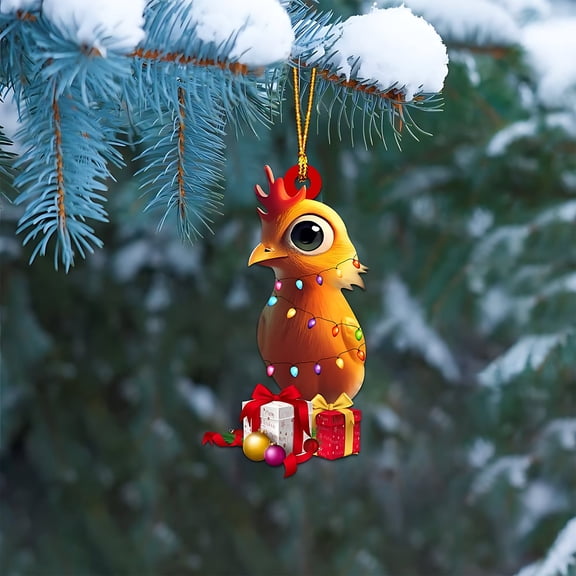 YOHAVEN Chicken Coop Acrylic Ornaments, Cute Farmhouse Flat Hanging Christmas Tree Decorations, Holiday Party Gift Pendant for Fireplace Mantel Living Room Home Decor