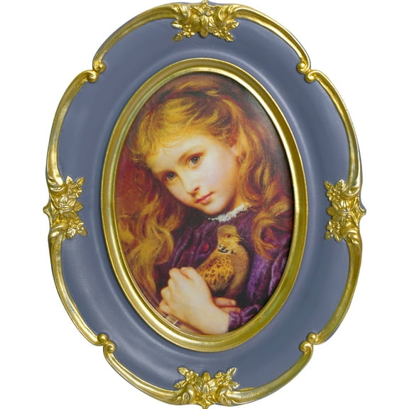 Oval Picture Frame, 4x6 Vintage Picture Frame Light Purple, Glass Front, Antique Decor for Tabletop or Wall Hanging, Vintage Wall Art