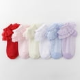 thumbnail image 4 of Whouriu Tween Girls Lace Ruffle Socks Soft Polyester Mesh Breathable Summer Casual Dress Socks, 4 of 4