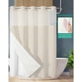thumbnail image 2 of No Hook Shower Curtain with Snap in Liner, Beige Solid Color Hotel Shower Curtains for Bathroom, Washable Shower Curtain Liner Set with Mesh Top Window, 48"x72", 2 of 6