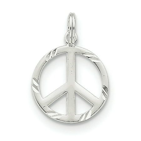 Peace Symbol Charm - Sterling Silver Diamond-Cut Peace Symbol Charm