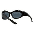 thumbnail image 3 of Ridged Spiked Sunglasses Oval Wrap Around Oversized Spiky Frame Matte Black, 3 of 4