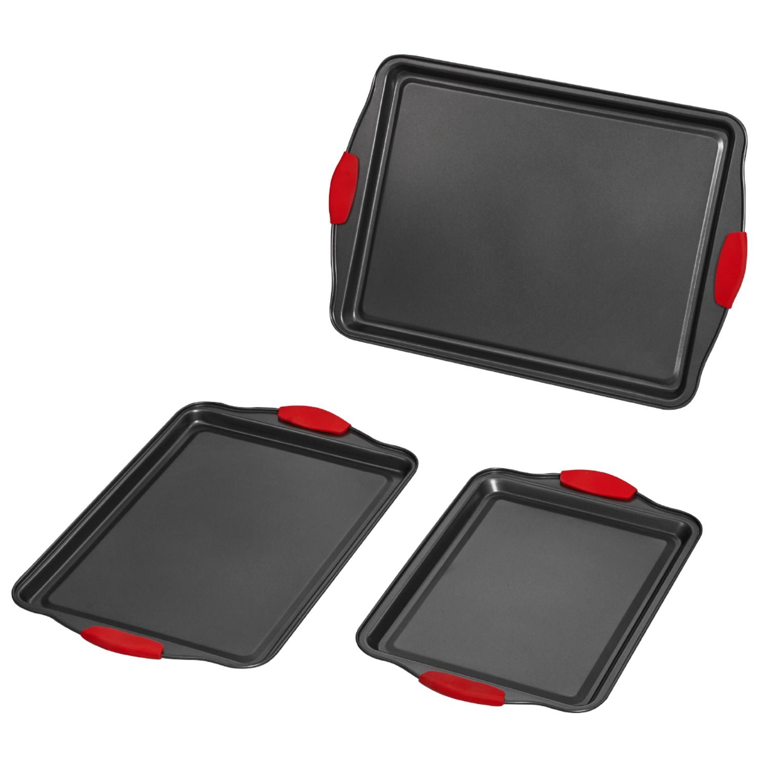 Baking Pan Set 3-Piece Square Carbon Steel Nonstick 450°F Heat Resistance Stackable for Cookies Cakes Roasts