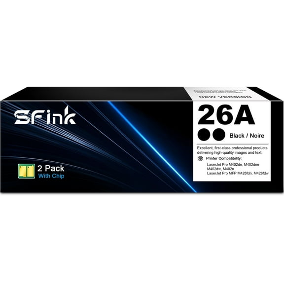 26A CF226A Toner Cartridges Compatible for HP 26A (2 Pack Black) for Color LaserJet Pro MFP M426fdw M426fdn,Pro M402dn M402n M402dne M402dw