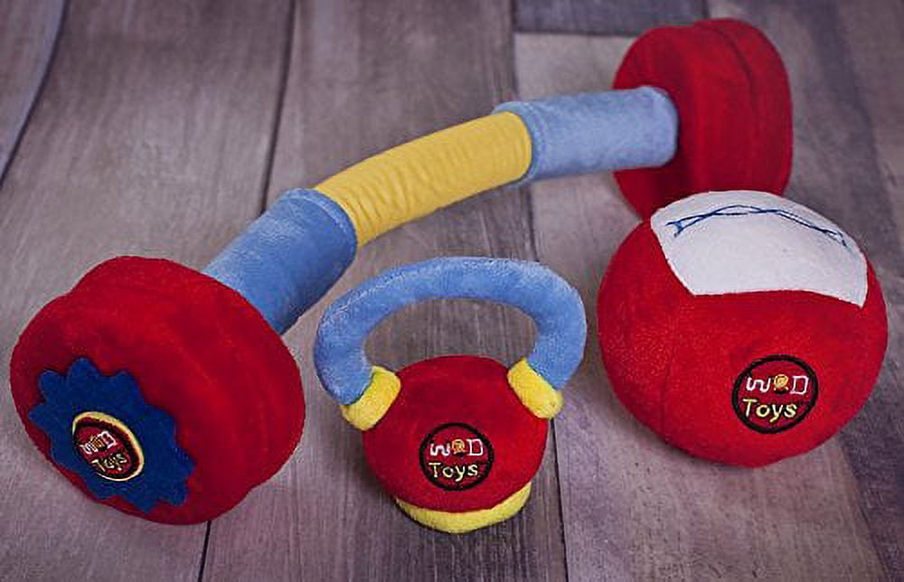 WOD Toys Baby Barbell Plush - Safe, Durable Fitness Toy for Newborns, Infants and Babies