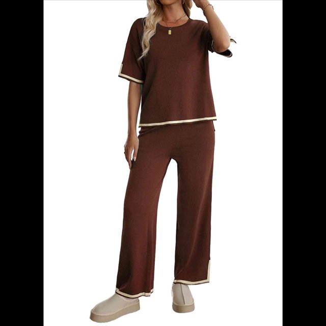 Pantalón de Punto de Corta, Color Marrón, Talla M