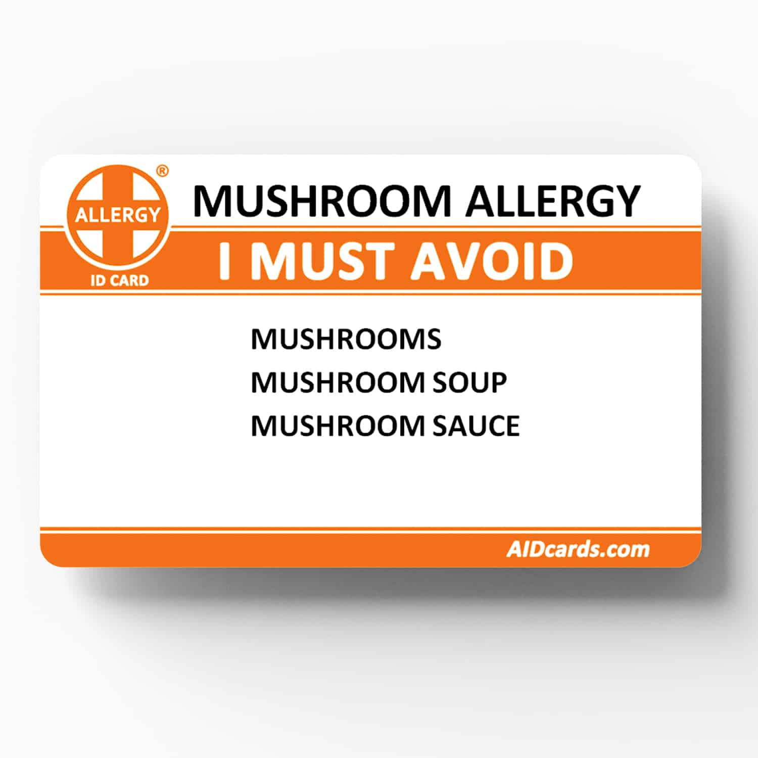 Allergy ID Card Mushroom Allergy