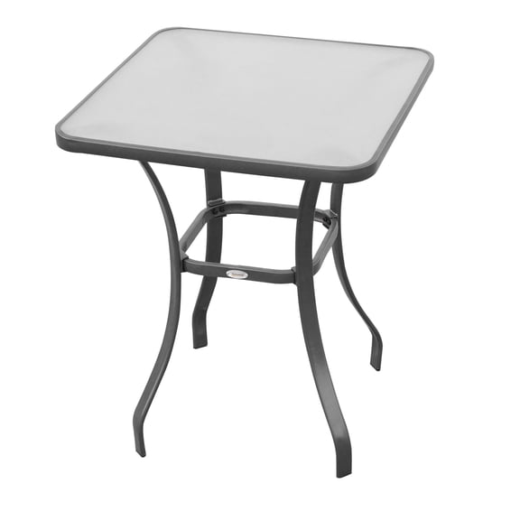 Dranite Square 33" Outdoor Bistro Table, Tempered Glass Top Metal Frame Patio Dining Set