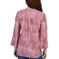 thumbnail image 2 of NY Collection Women's 3/4 Bell Sleeve Pleat Front Y Neck Top, 2 of 3