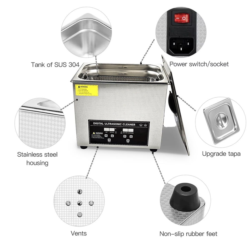 3L Stainless Steel Ultrasonic Cleaner with Degreasing Tablets  Silver Professional Jewelry Tool Washer