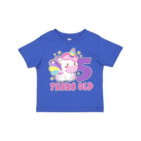 Inktastic 5 Years Old with Cute Unicorn Birthday Girls Toddler T-Shirt