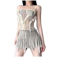 thumbnail image 1 of Fgnfyis Robe de Ballet en Dentelle Dégradée pour Femmes Ajustée Sans Manches en Maille Ensemble Jupe Col pour Performance de Danse Ensembles Assortis Vêtements pour Femmes Élégants Ensembles pour Femmes Gris TP, 1 of 9
