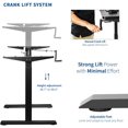 thumbnail image 3 of Uplite Manuel Stand Up Desk Frame with Hand Crank System for 34 to 71 inch Table Tops Ergonomic Height Adjustable Standing Desk Base 2 leg Workstation (Frame Only), 3 of 5