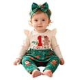thumbnail image 5 of mgoYE My First Christmas Baby Girl Outfit Newborn Romper Skirts Pants Set Fall Winter Infant Christmas Dress Pant Clothes Headband(Green,6-9 Months), 5 of 9